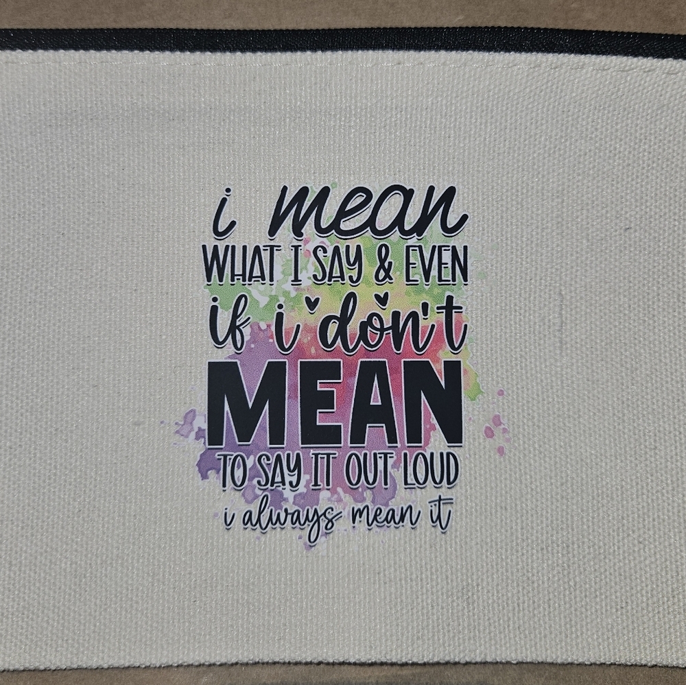 Cream Canvas Pouch with Quote